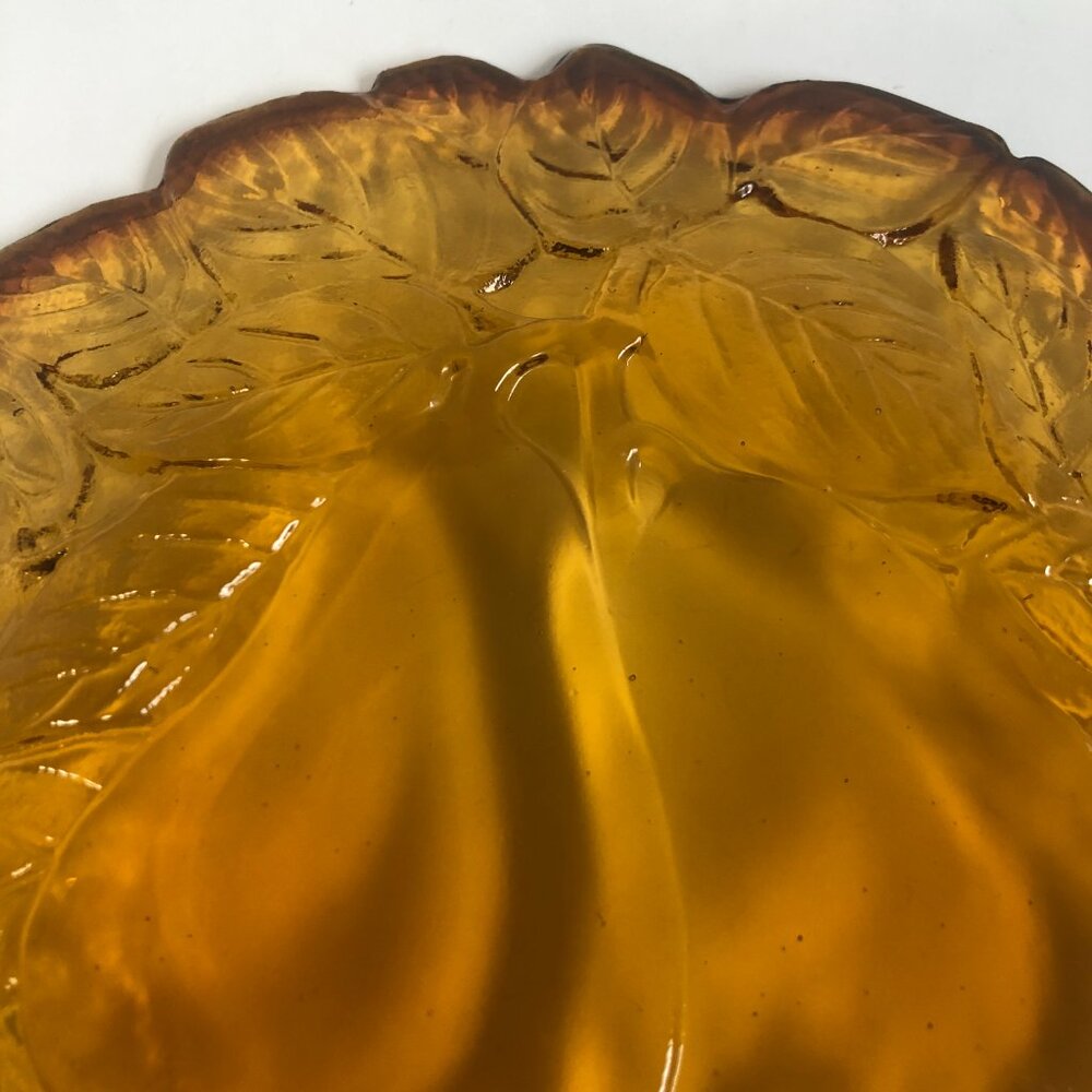 Indiana Glass Amber Pear Dish | Pressed Glass Fruit Pattern | Serving Plate - Picture 7 of 7